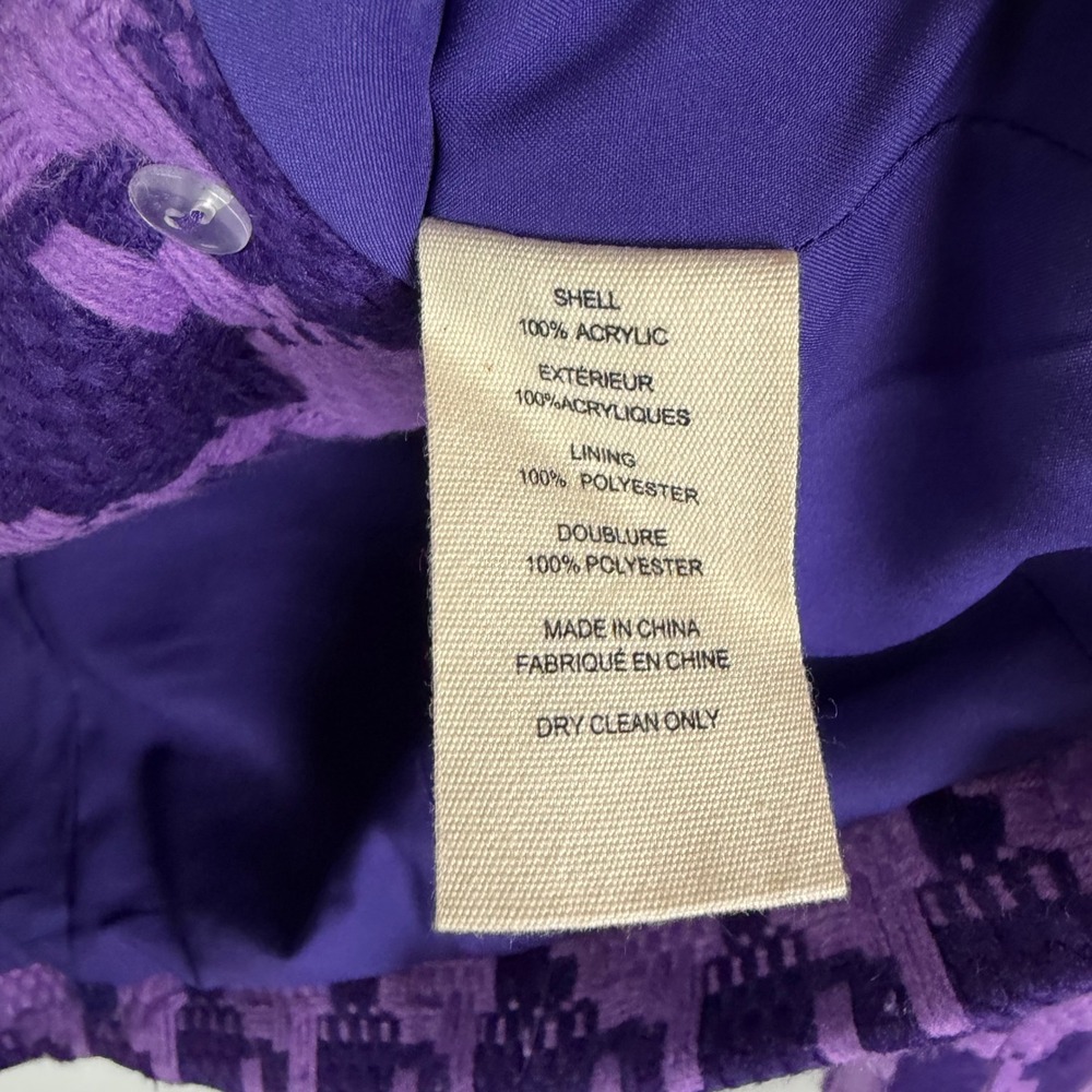 NWT L'AGENCE Inez Purple Houndstooth Cropped Double Breasted Blazer Sz 4 Jacket - Picture 9 of 12